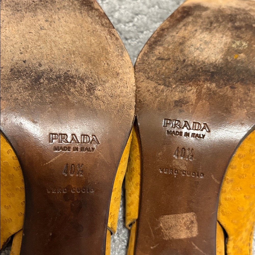 Prada Vintage Mustard Yellow Slingback Heels 40.5 - Picture 8 of 9